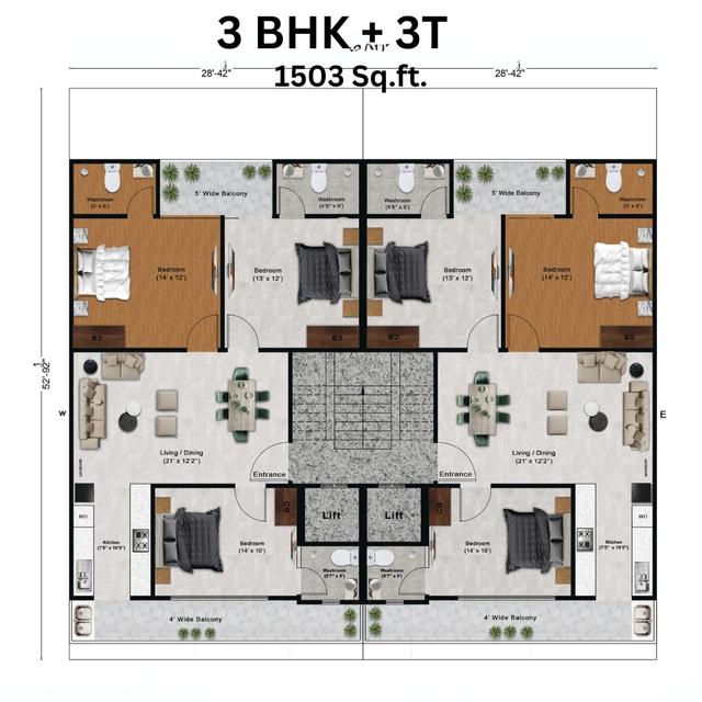 3 BHK Floor Plan